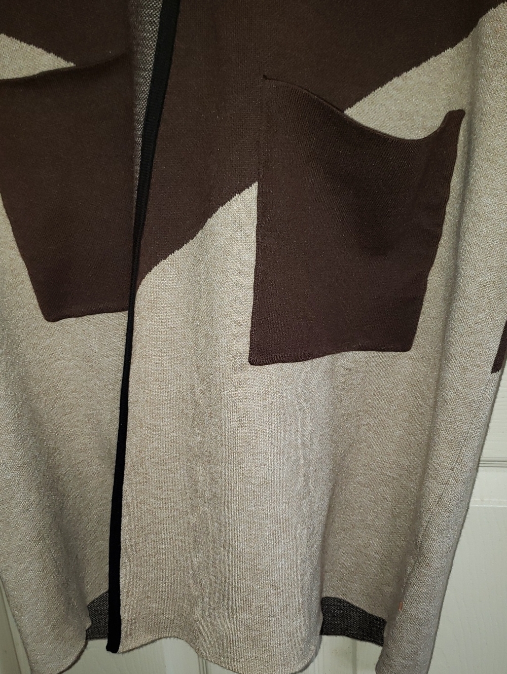 ππ€π DOR DOR COLOR BLOCK CARDIGAN BROWN BLACK TAN SMALL NEW - Picture 6 of 14